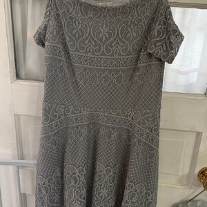 Rewind Gray Lace Midi Dress